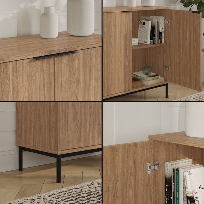 Nordika Slim 2-Door Storage Cabinet - Light Walnut