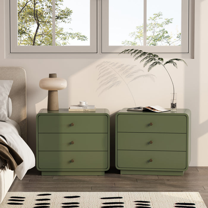 Liora Contemporary 28\" Nightstand in Green (3-Drawer)