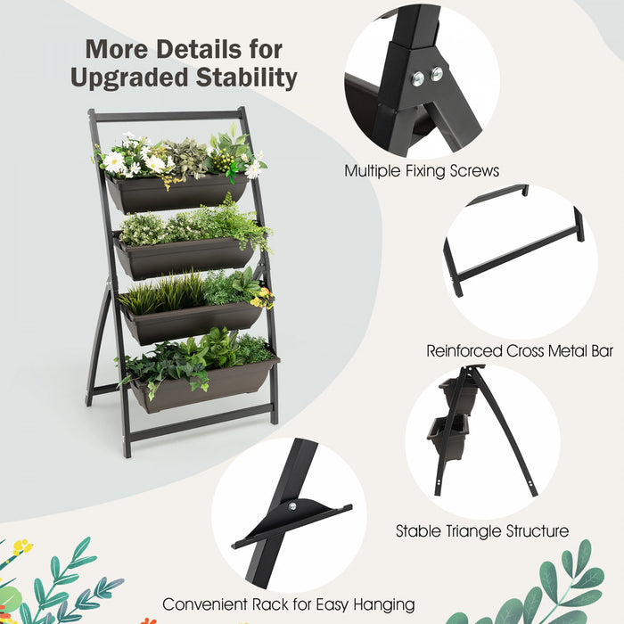 Costway 4 Ft 4-tier Vertical Raised Garden Bed Elevated Planter Box W/4 Container Boxes