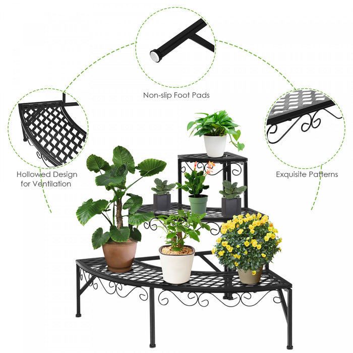 Costway Corner Plant Stand Metal 3 Tier Ladder Potted Shelf Flower Holder Display Rack