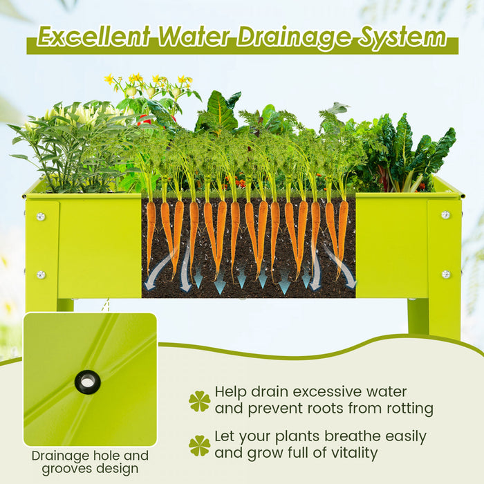 Costway 24\" Raised Garden Bed With Legs Metal Elevated Planter Box Drainage Hole Backyard Green