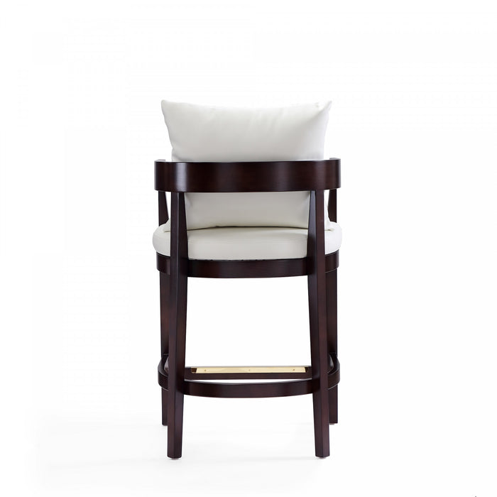 Ritz Mid-Century Modern Wood Upholstered Counter Stool in Ivory - Set of 3