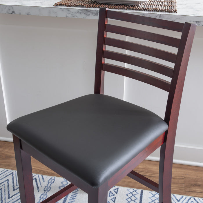 Torino Faux Leather Ladder Back Counter-Height Stool - Merlot