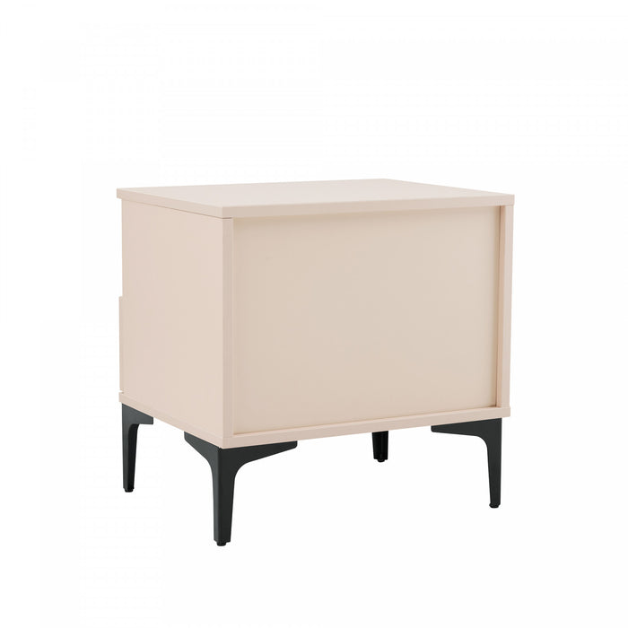 Amara Modern 20\" Nightstand in Pale Rose and White (1-Drawer)
