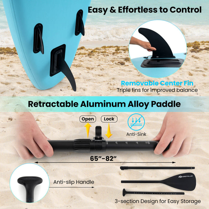 Goplus Small Inflatable Sup Board, Portable Paddle Board With 5d Rings Stand Up Paddle Board For Youth & Adult Turquoise