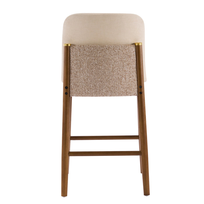 Lois Rubber Wood Counter Stool Set of 2 with Upholstered Seat and Footrest,Beige