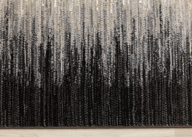 Amelia Dense Black Beige Border Area Rug - 5'3\" x 7'7\"