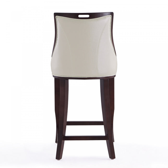 Emperor Traditional Wood Upholstered Barstool in Pearl White - Set of 2