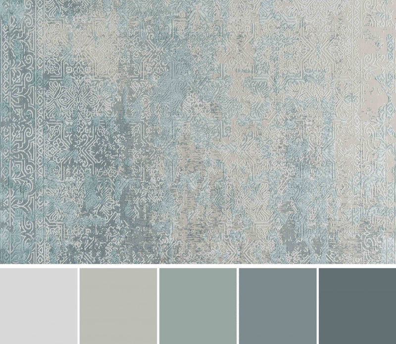 Elysia Traditional 7'9\" x Area Rug in Blue Indoor Area Rug