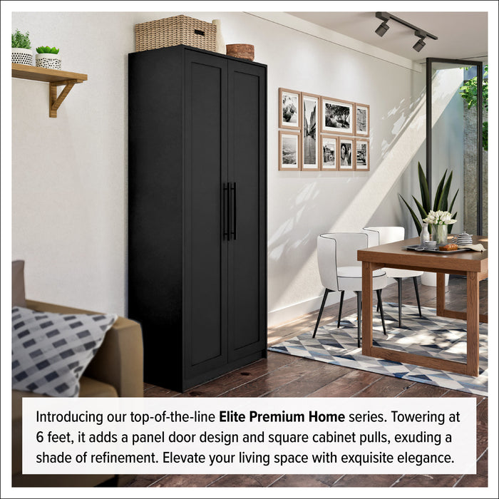 Elite Premium Home Storage Cabinet with 5 Shelves - Black