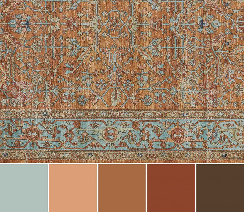 Hailey Traditional 5'3\" x 7'3\" Area Rug in Orange Indoor Area Rug