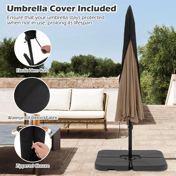 Costway 10 FT Offset Hanging Umbrella Patio Cantilever Umbrella with Cover Brown
