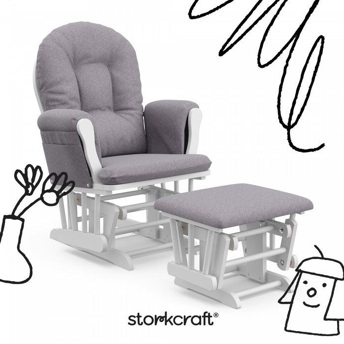 Storkcraft Hoop Glider and Ottoman - White/Gray Swirl