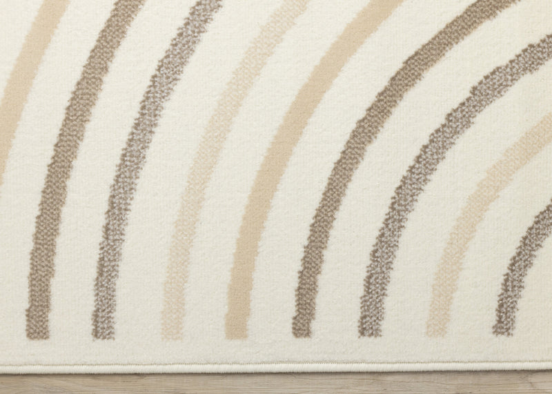 Forte Cream Beige Brown Curvy Lines Area Rug - 5'3\" x 7'5\"