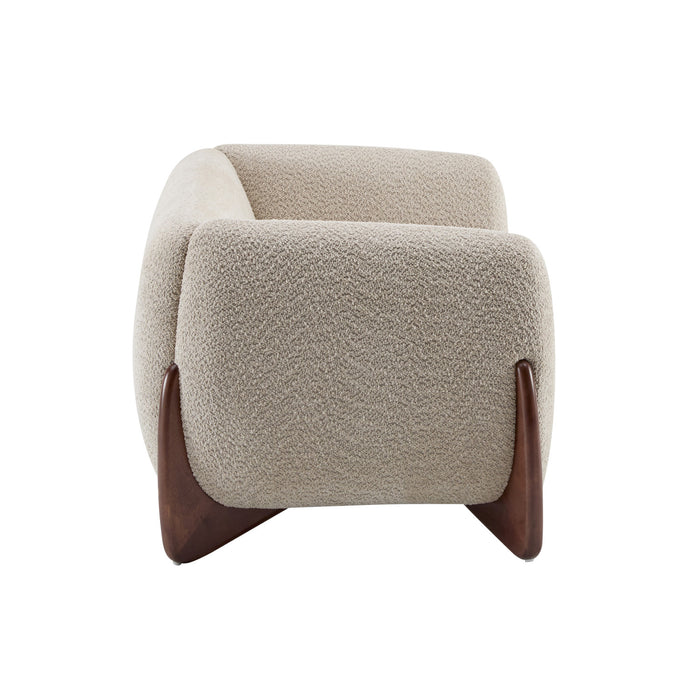 Lillian Solid Wood Modern Boucle Upholstered Loveseat Comfort Seating,Almond