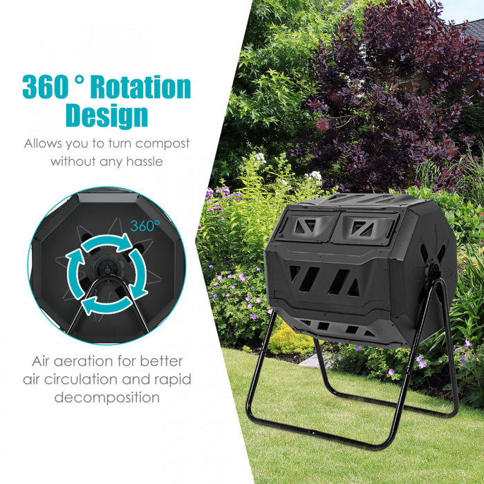 Costway Tumbling Composter 40 Gallon Garden Rotating Compost Bin W/dual Chamber