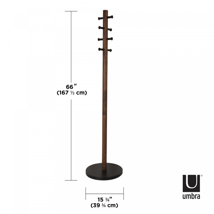 Umbra Modern Wood Pillar Coat Rack - Black and Walnut