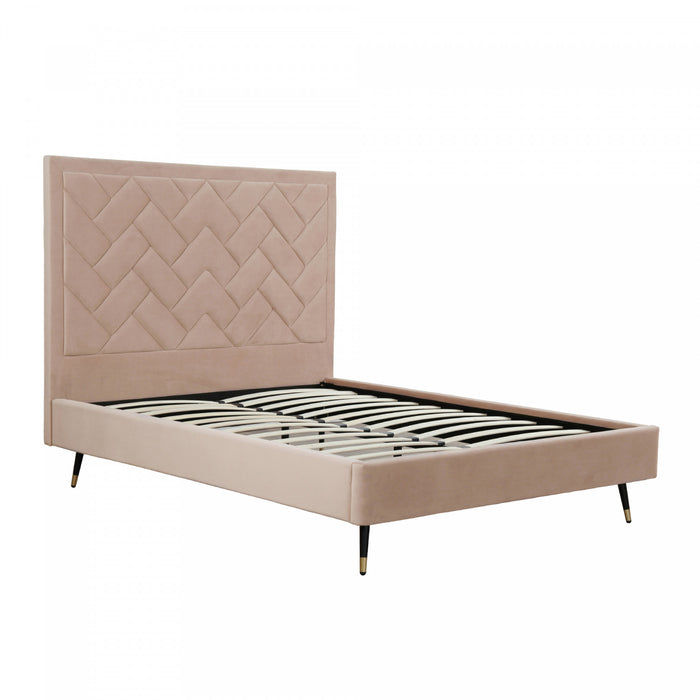 Crosby Modern Upholstered Velvet Queen Bed in Nude