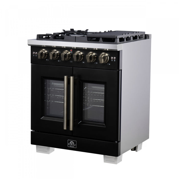 Forno Capriasca 30\" Black Gas Range 4.32 cu.ft -FFSGS6460-30BLK