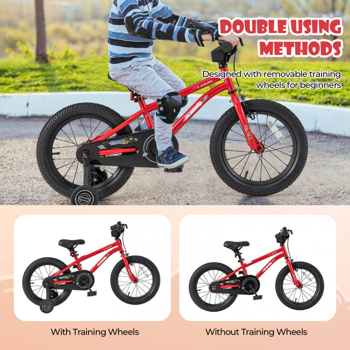 Costway 16-inch Kid's Bike For 4-7 Years Old With Adjustable Saddle & Anti-slip Handlebar Red