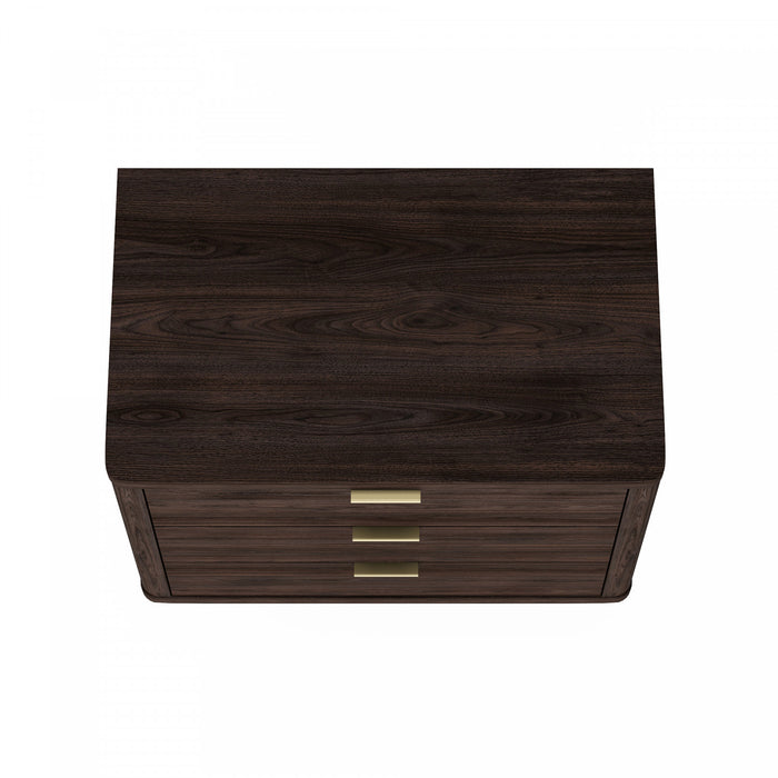Evelyn Modern 32\" Nightstand in Brown (3-Drawer) - Set of 2