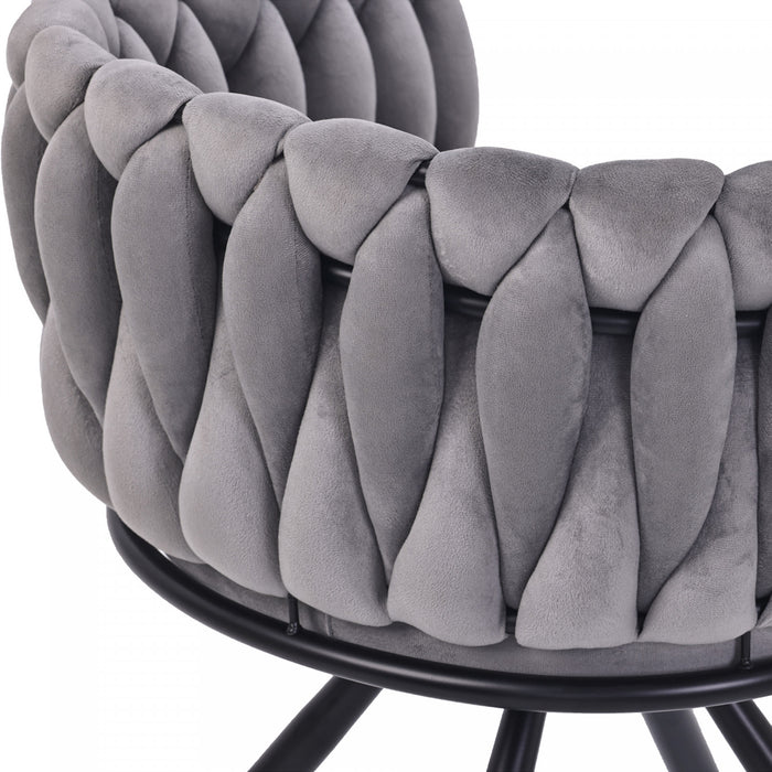 Amelia Velvet Swivel Dining Chairs with Tufted Upholstered and Metal Legs Set of 2, Grey