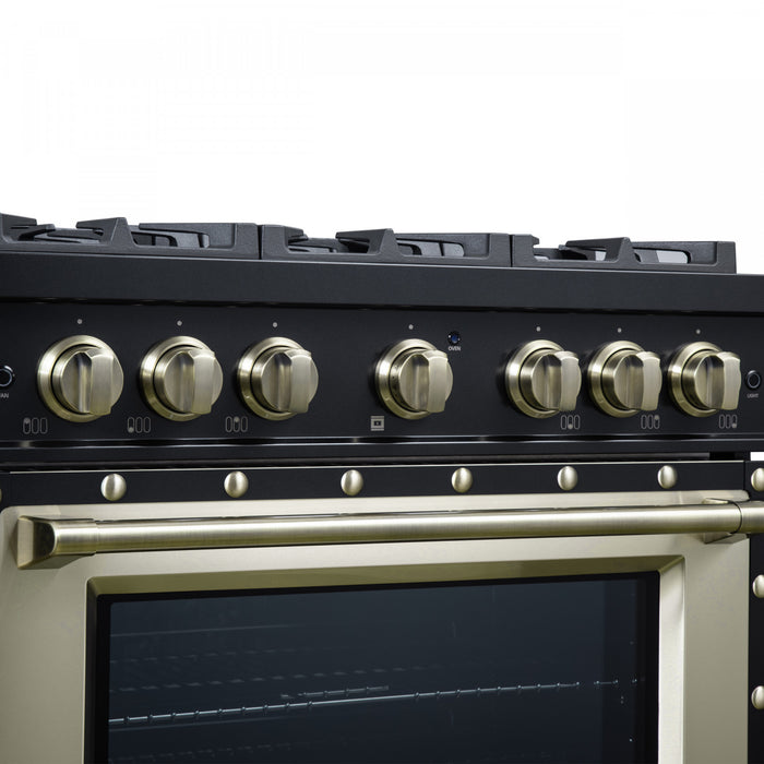 Forno Ambassador 36\" Gas Range in Black, 6 Sealed Burnes, 5.2 Cu.Ft. Oven - FFSGS6299-36CPBLK