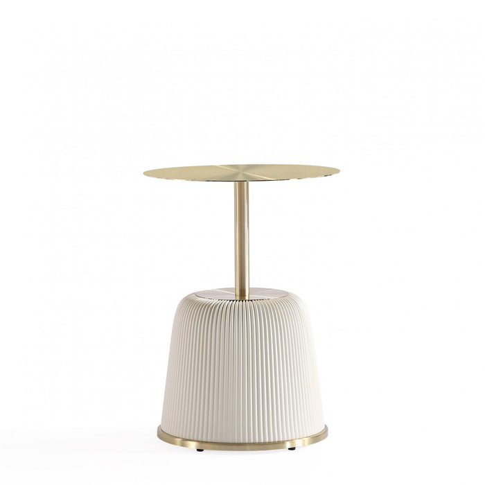 Anderson Modern Metal Top Upholstered End Table in Cream - Set of 2