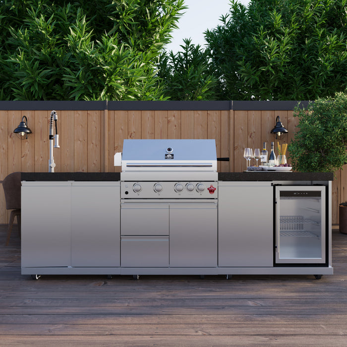FORNO Bulnes Outdoor Kitchen 60,000 BTU Stainless Steel BBQ with Black Granite Countertops - FODKT2506BLK