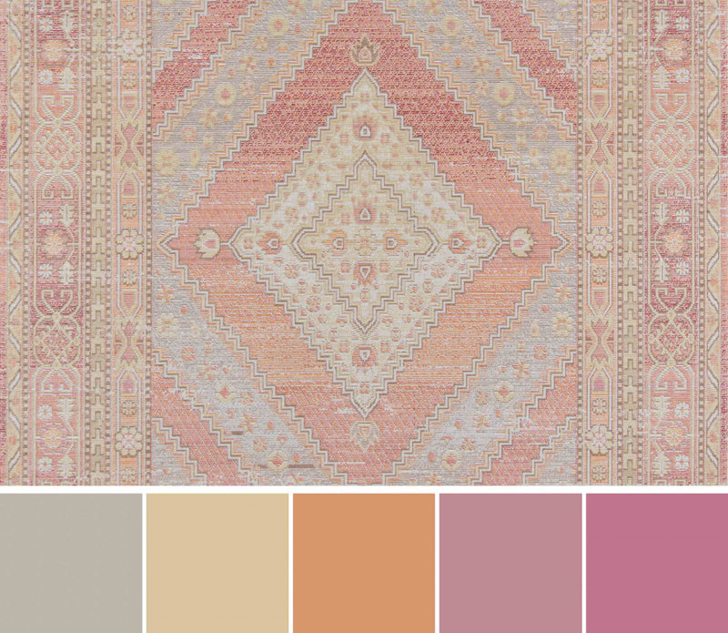 Poppy Traditional 4'0\" x 6'0\" Area Rug in Pink Indoor Area Rug