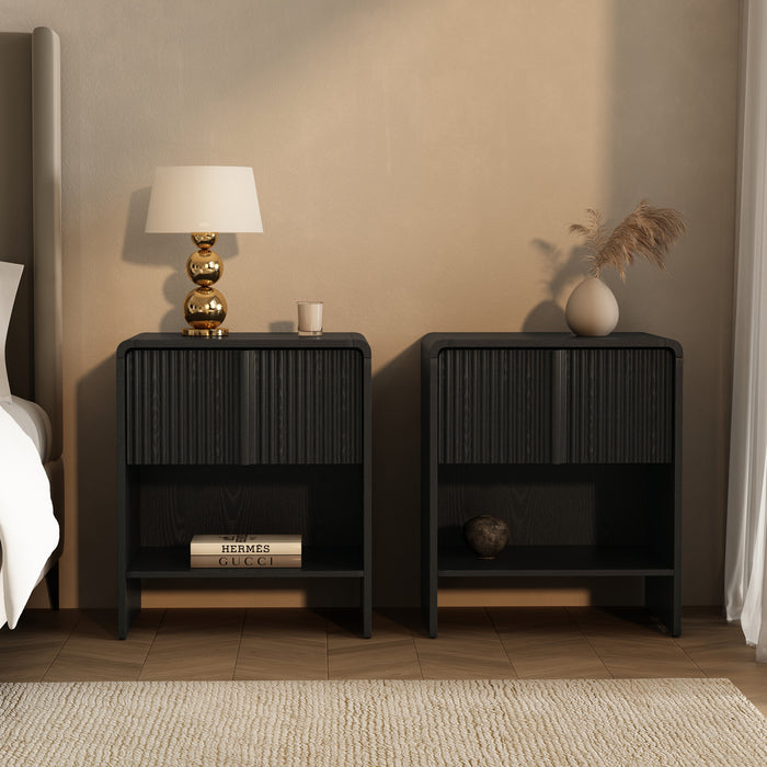 Novara Contemporary 22\" Nightstand in Black (1-Drawer)