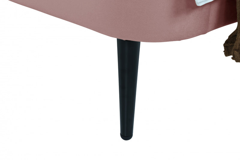 Heather Mid-Century Modern Velvet Upholstered Twin Bed in Blush and Black