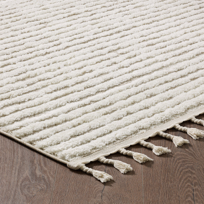 Quinto Beige Waves Shag Area Rug - 6'3\" x 9'