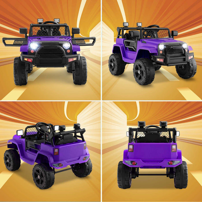Costway 12v Kids Ride On Truck Car Electric Vehicle Remote With Music & Light Purple