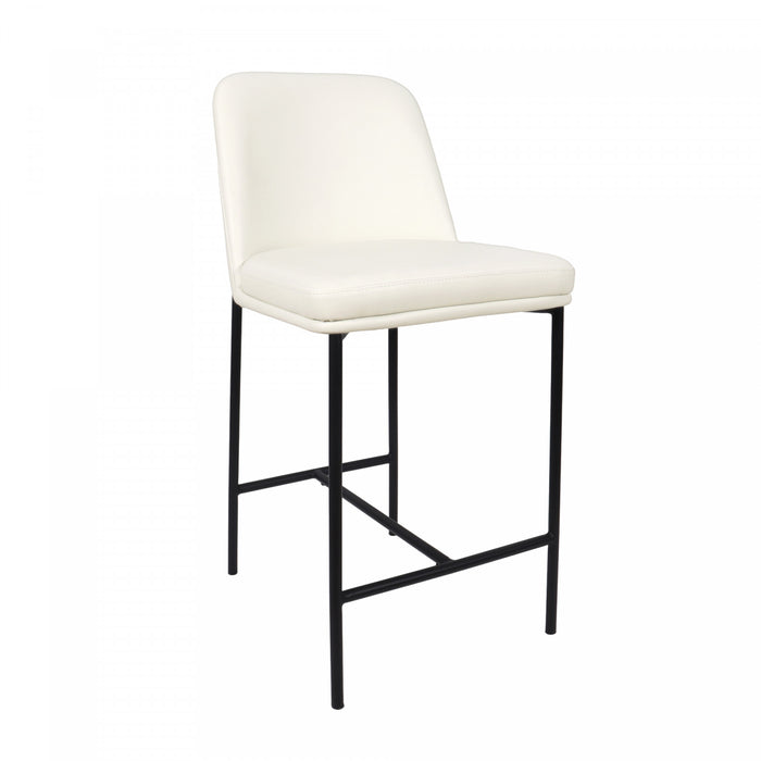 Loft Contemporary Vegan Leather Metal Counter Stool in Ivory - Set of 2