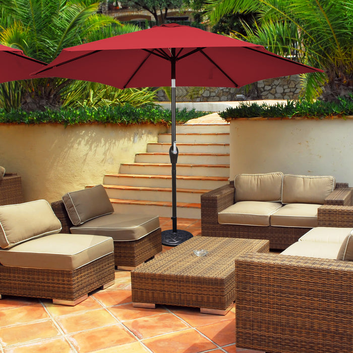 Costway 10Ft Outdoor Market Patio Table Umbrella Push Button Tilt Crank Lift Burgundy Burgundy