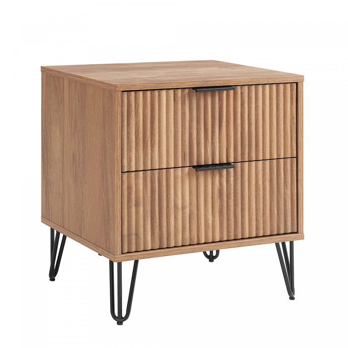 Dumbo Modern 20\" Fluted Nightstand in Golden Brown (2-Drawer) - Set of 2