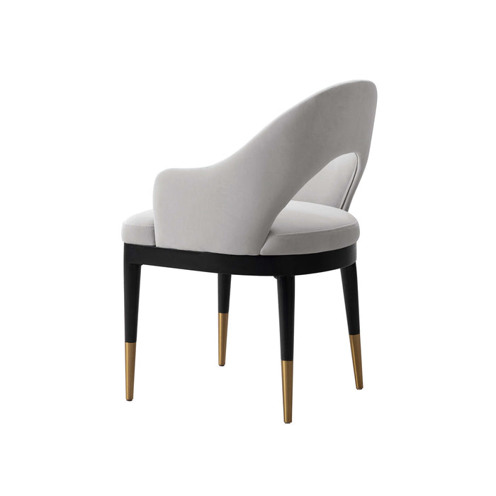 Carrington Modern Glam Upholstered Velvet Armchair in Light Gray