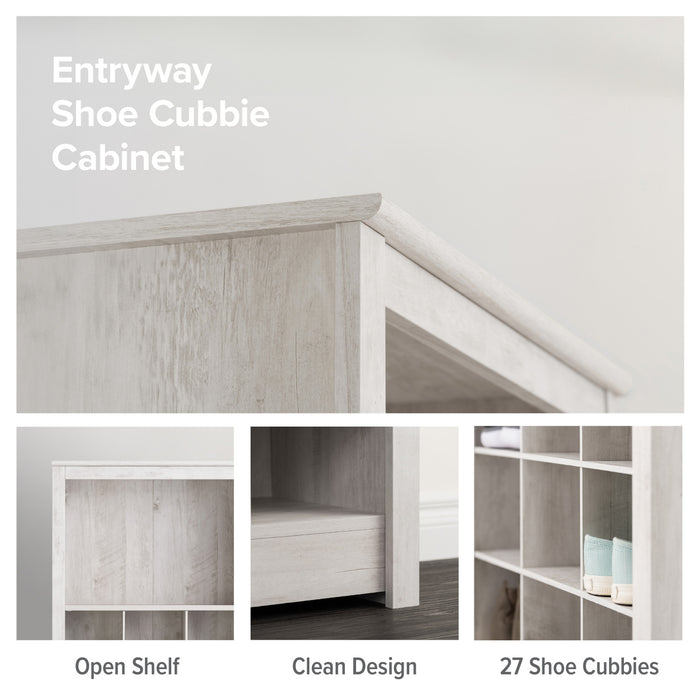 Rustic Ridge Farmhouse Shoe Storage Cabinet - Washed White