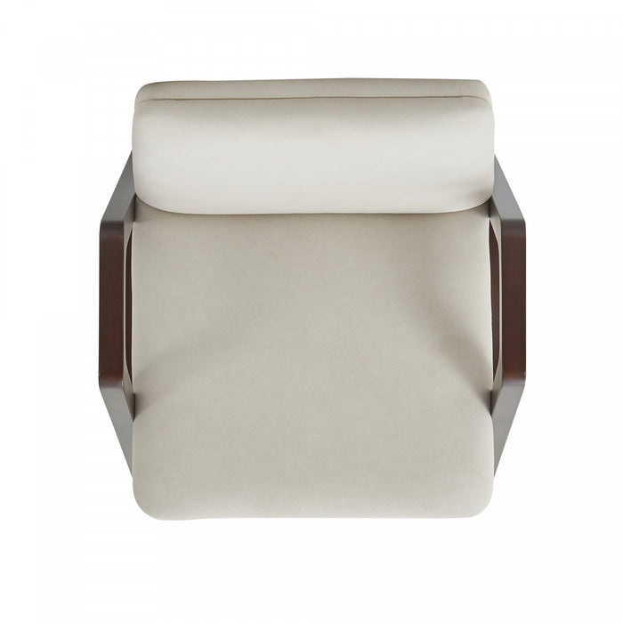 Stella Modern Velvet Wood Armchair in Cream - Set of 4