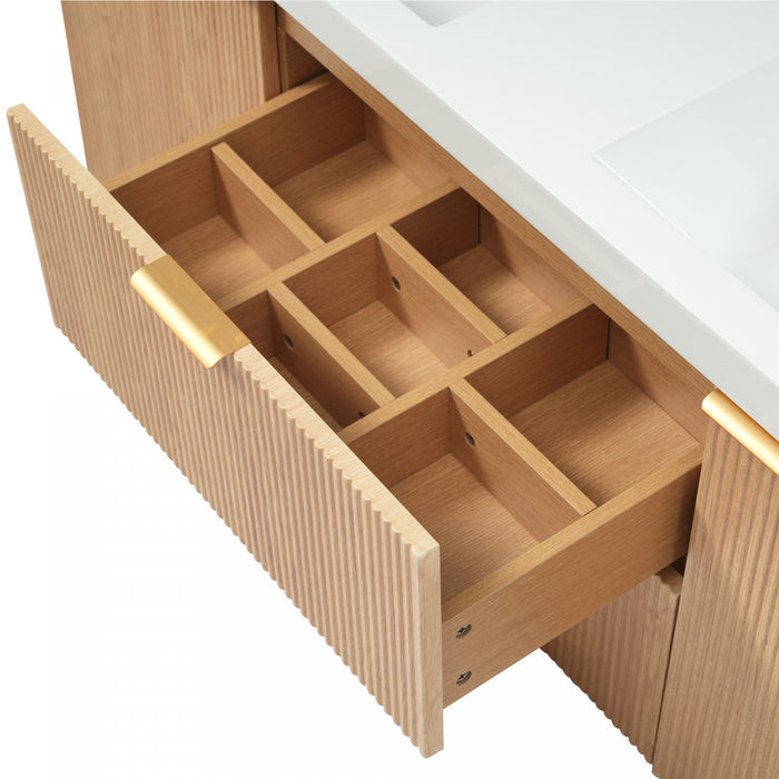Weston 59.3-Inch Double Sink Floating Bathroom Vanity with Smart Storage, Natural