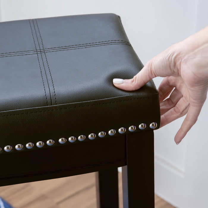 Claridge Faux Leather Black Backless Counter-Height Stool - Set of 2