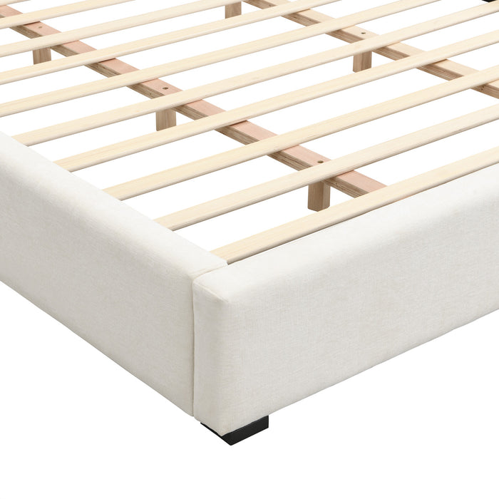 Charlotte Elegant Wide-edge Upholstered Bed,King Size, Beige King Bed