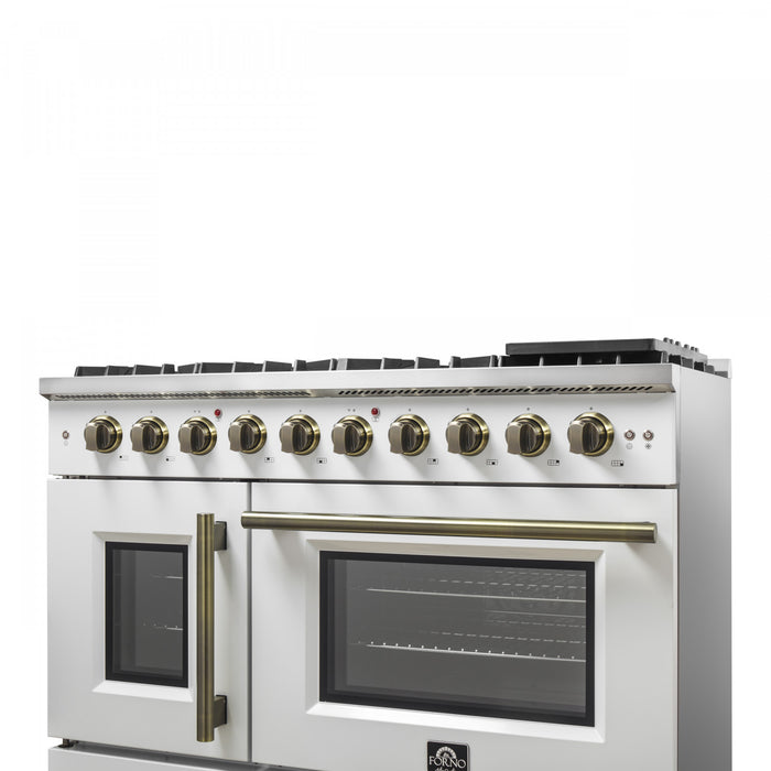 Forno Galiano 48\" White Gas Range, 4.32 cu.ft- FFSGS6444-48WHT