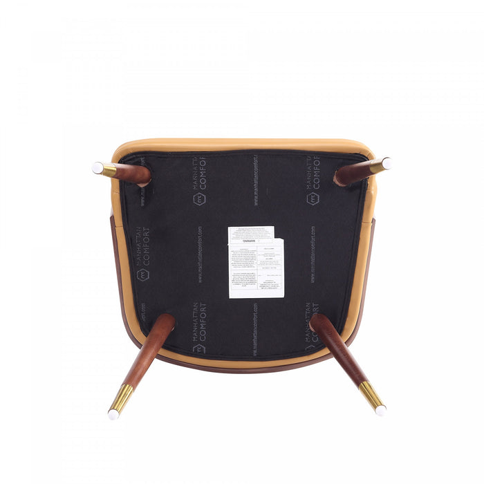 Reeva Modern Wood Vegan Leather Dining Chair in Camel - Set of 2