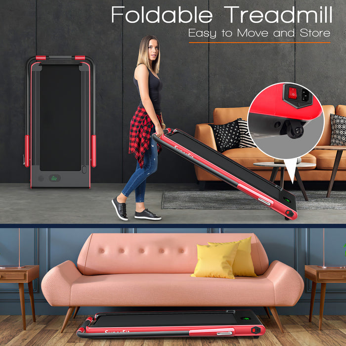 Superfit 2.25hp 2 In 1 Folding Under Desk Treadmill W/ Remote Control App