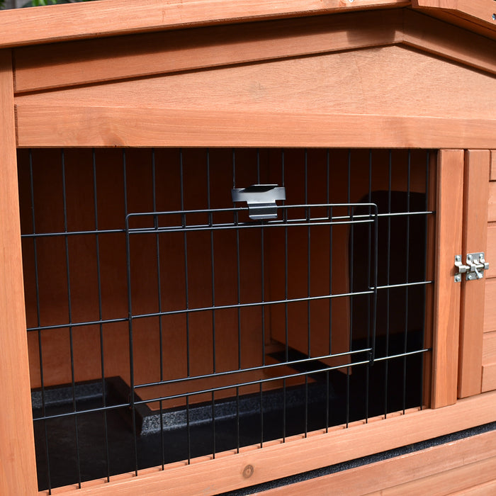 Pawhut 2 Tier Rabbit Hutch Guinea Pig Hutch Ferret Cage With Ramp Slide Out Tray For Indoor Outdoor 39.6\"l X 21.7\"w X 39.8\"h