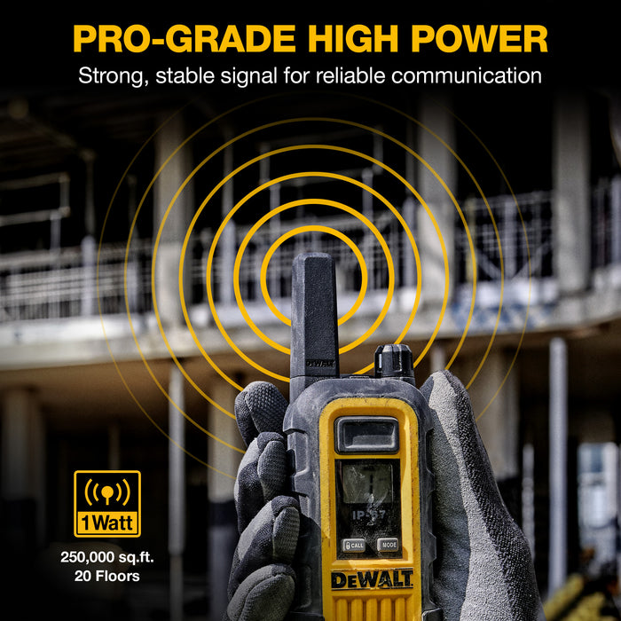 6 Dewalt DXFRS300 Work Site Walkie Talkies - 1 Watt, Heavy Duty, Long Range Indoor-Outdoor Two Way Radios + 22 Channel