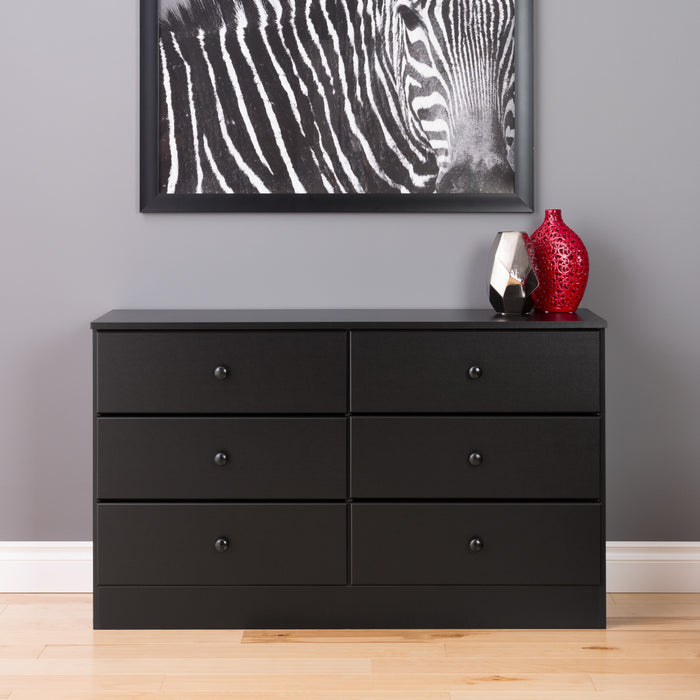 Astrid 6-Drawer Dresser - Black
