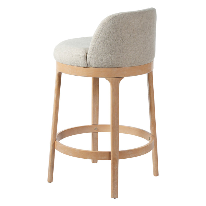 Amelia Ergonomic Rubberwood Counter Height Bar Stool Set of 2 with Upholstered Fabric,Natural
